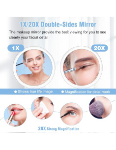 Espejo de Mano Aumentador JMH Doble Cara 1X 20X 15.24 cm 2