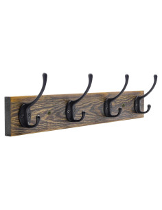 Perchero de pared IBosins con 4 ganchos rústicos negros