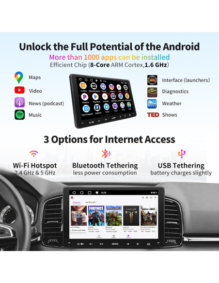 Estéreo de Coche ATOTO A6 PF 9" Android Doble DIN Bluetooth