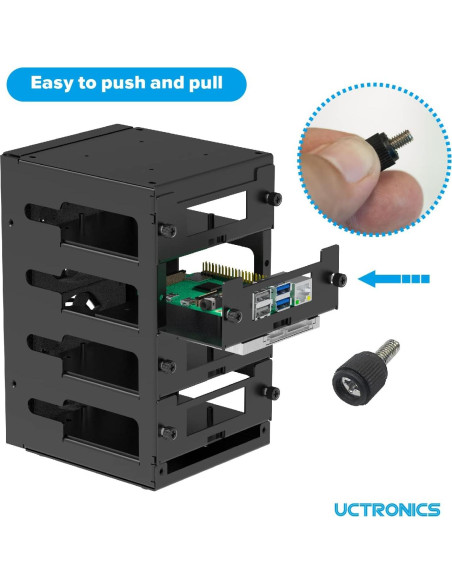 UCTRONICS Caja Clúster Raspberry Pi 4 Capas con Ventiladores