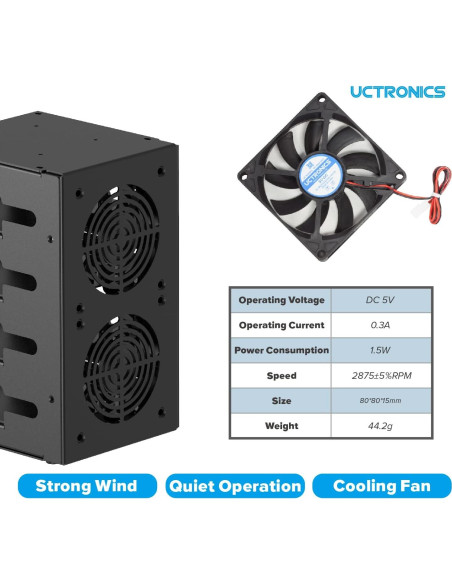 UCTRONICS Caja Clúster Raspberry Pi 4 Capas con Ventiladores