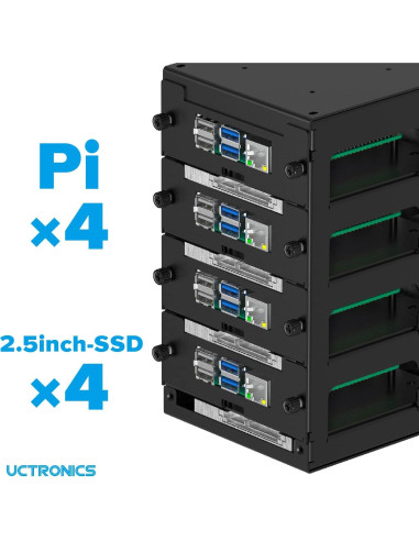 UCTRONICS Caja Clúster Raspberry Pi 4 Capas con Ventiladores