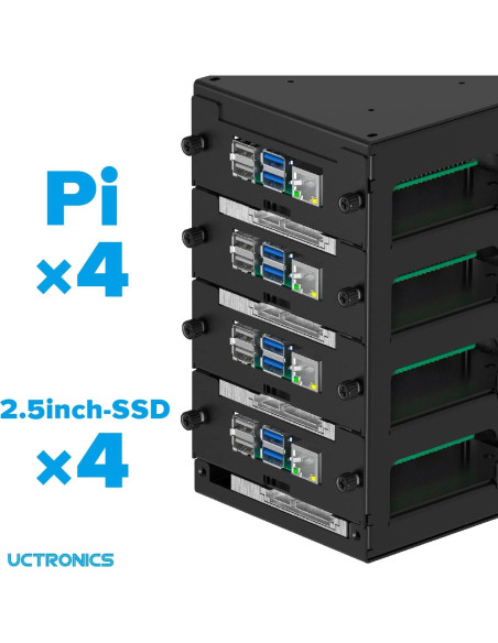 UCTRONICS Caja Clúster Raspberry Pi 4 Capas con Ventiladores