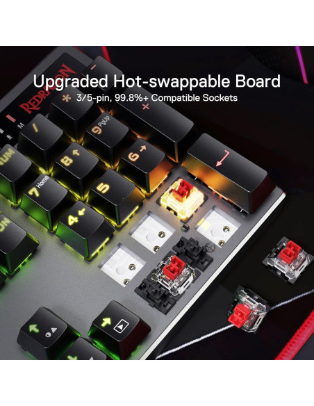 Teclado Gaming Inalámbrico Redragon K556 PRO RGB Mecánico