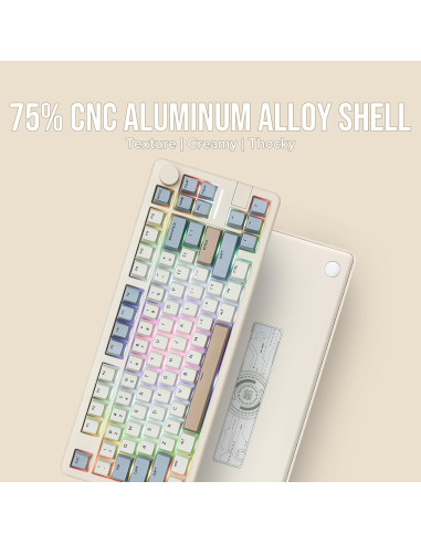 Teclado Gaming Inalámbrico EPOMAKER Galaxy70 75% Blanco