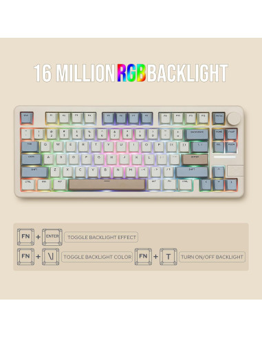 Teclado Gaming Inalámbrico EPOMAKER Galaxy70 75% Blanco