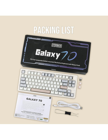 Teclado Gaming Inalámbrico EPOMAKER Galaxy70 75% Blanco