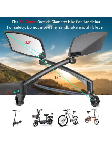 Espejo de Manillar BriskMore para Bicicleta Izquierda 11.94x6.10cm