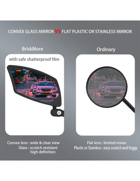 Espejo de Manillar BriskMore para Bicicleta Izquierda 11.94x6.10cm