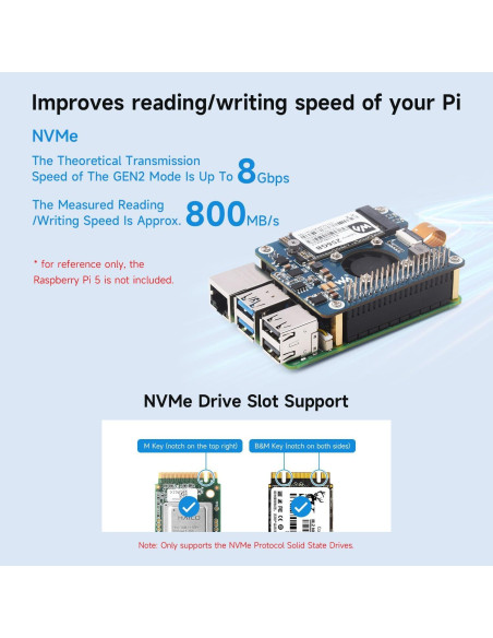Adaptador NVME PCIe a M.2 PoE para Raspberry Pi 5