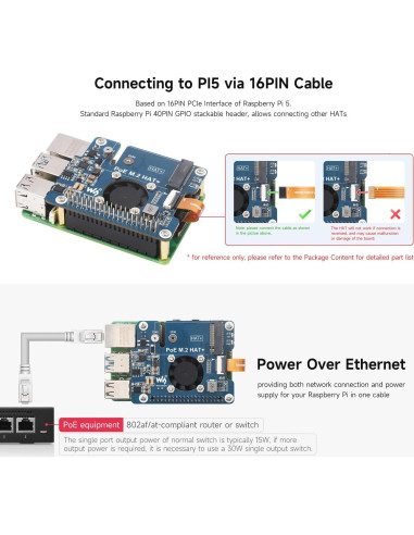 Adaptador NVME PCIe a M.2 PoE para Raspberry Pi 5