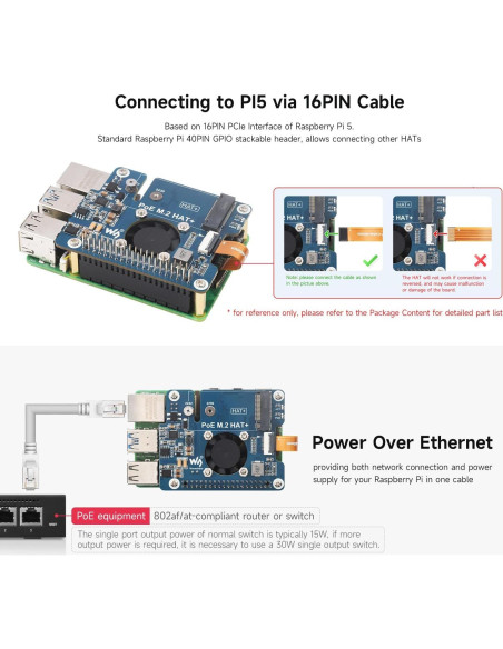 Adaptador NVME PCIe a M.2 PoE para Raspberry Pi 5