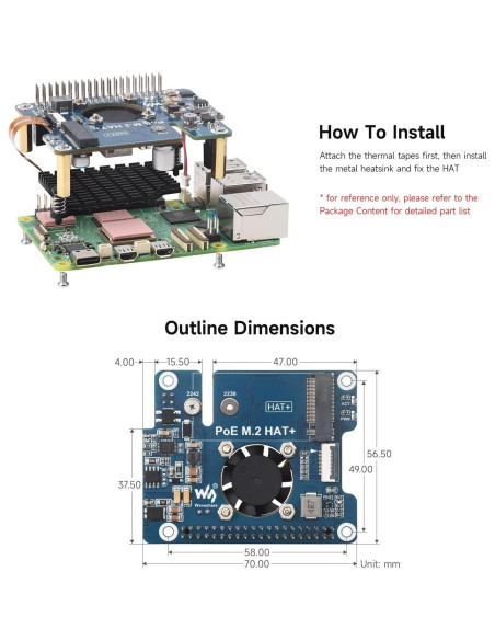 Adaptador NVME PCIe a M.2 PoE para Raspberry Pi 5