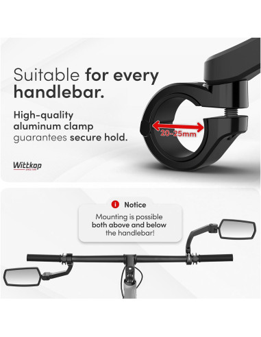 Espejo de Bicicleta Wittkop Izquierda HD Plegable 360