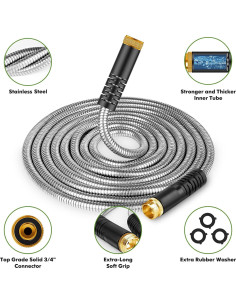 Manguera de Jardín Unywarse 15,24 m Acero Inoxidable Flexible 2