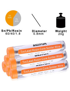 Alambre de Soldadura AUSTOR 60-40 0.8mm Resina 20g 2