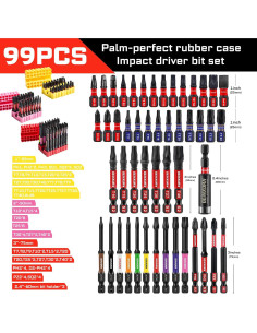 Juego de Puntas de Destornillador GEINXURN 99 Piezas Acero S2 2