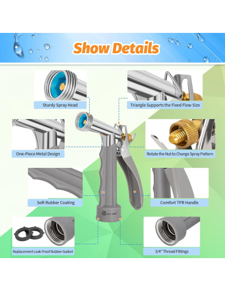 Boquilla de Manguera de Jardín AUTOMAN 2 Paquete Ajustable