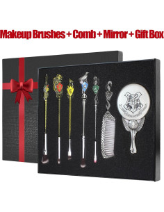 Juego de Brochas de Maquillaje Hamowtux 5 Piezas con Espejo 2