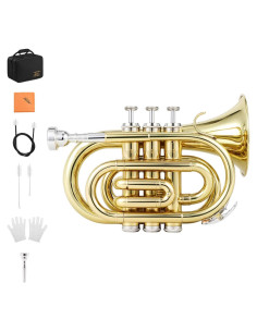 Trompeta de bolsillo Eastar ETR-330 latón dorado con boquilla 7C