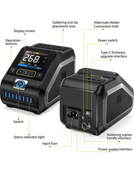 Estación de Soldadura FNIRSI DWS-200 200W Pantalla Color