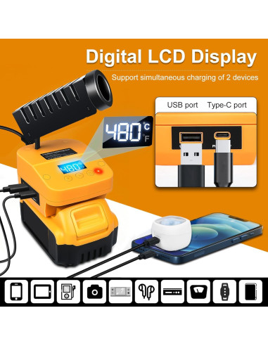 Estación de Soldadura Inalámbrica Dewalt 20V LCD USB
