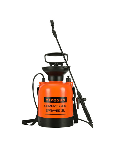 Pulverizador de Presión VIVOSUN 3L Naranja con Correa Ajustable