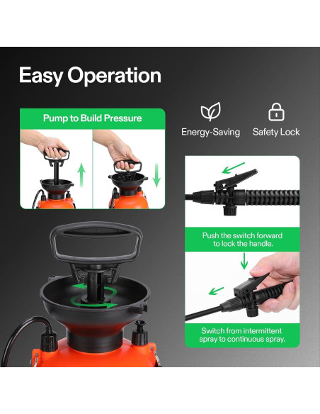 Pulverizador de Presión VIVOSUN 3L Naranja con Correa Ajustable