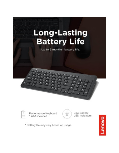 Teclado Inalámbrico Lenovo 300 Compacto con Teclado Numérico