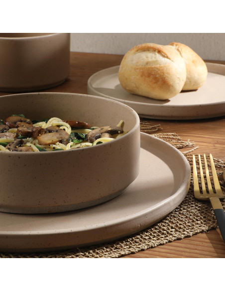 Vajilla Porcelana Gibson Elite Tatum 16 Piezas Rosa Taupe