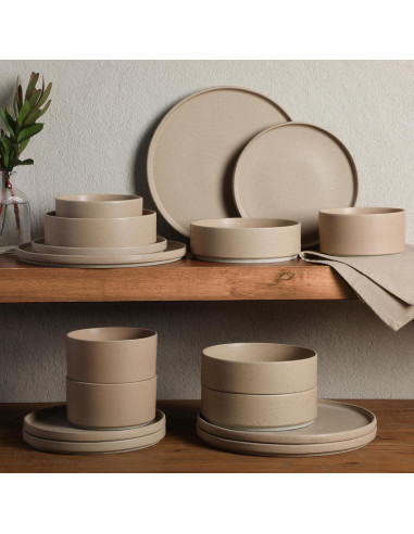 Vajilla Porcelana Gibson Elite Tatum 16 Piezas Rosa Taupe