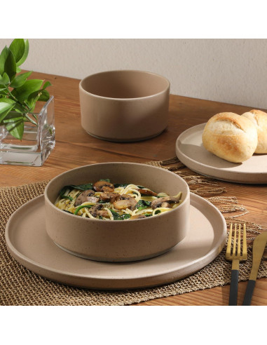 Vajilla Porcelana Gibson Elite Tatum 16 Piezas Rosa Taupe