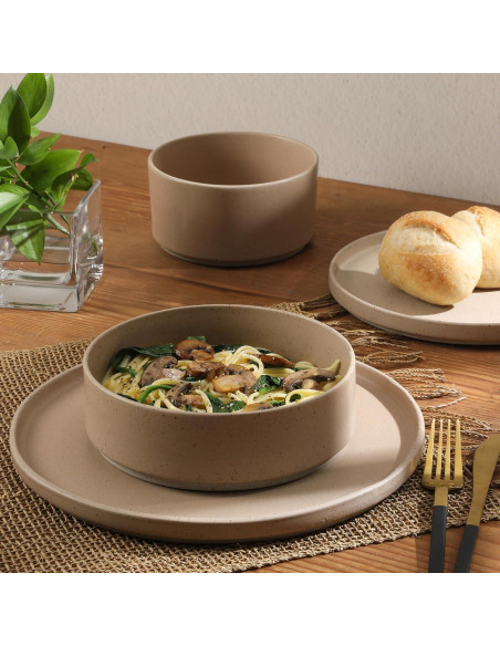 Vajilla Porcelana Gibson Elite Tatum 16 Piezas Rosa Taupe