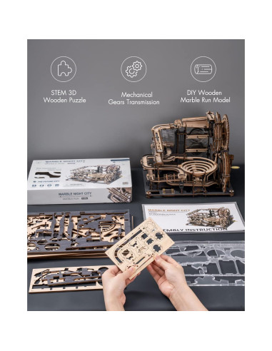 Rompecabezas 3D RoWood LGA01 Ciudad Nocturna de Madera