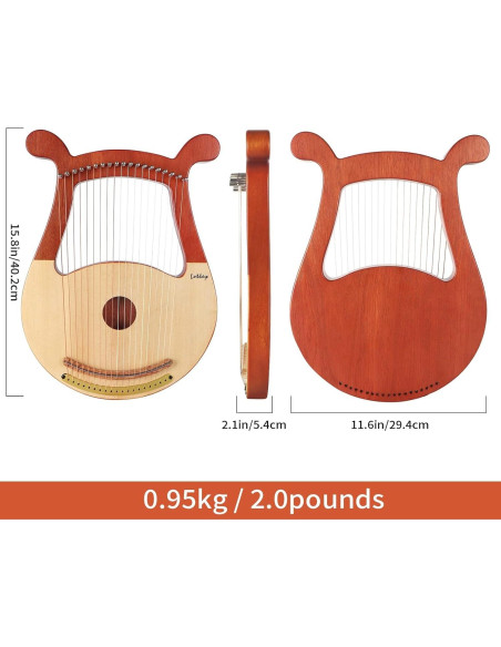 Arpa de Lira Lotkey MI3817 19 Cuerdas Caoba