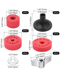 Facmogu Kit de Accesorios para Batería 23 Piezas EVA - Rojo 2
