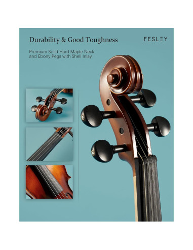 Fesley Violín 4/4 Mate Completo para Principiantes