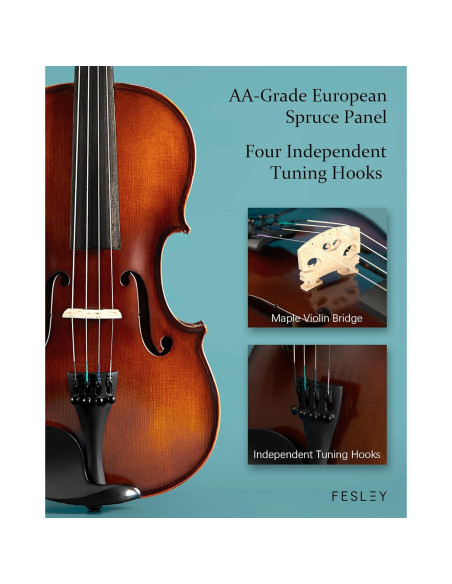 Fesley Violín 4/4 Mate Completo para Principiantes