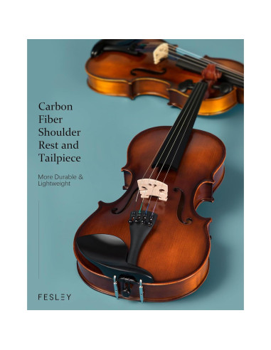 Fesley Violín 4/4 Mate Completo para Principiantes