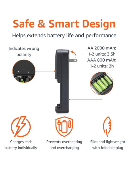 Baterías Recargables Amazon Basics 4 AA y 4 AAA con Cargador