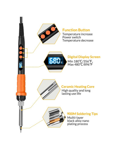 Kit de Soldador Aucanla 100W Control Digital Portátil