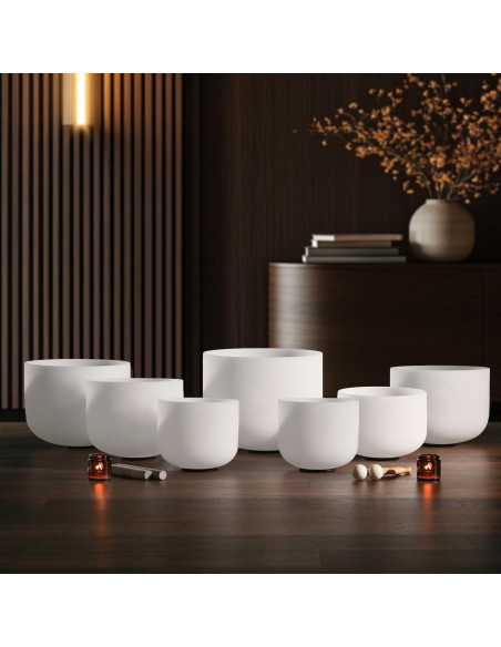 Juego de 7 Cuencos de Cuarzo Cristal 432HZ con Accesorios