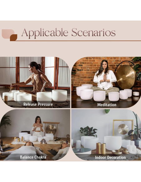 Juego de 7 Cuencos de Cuarzo Cristal 432HZ con Accesorios