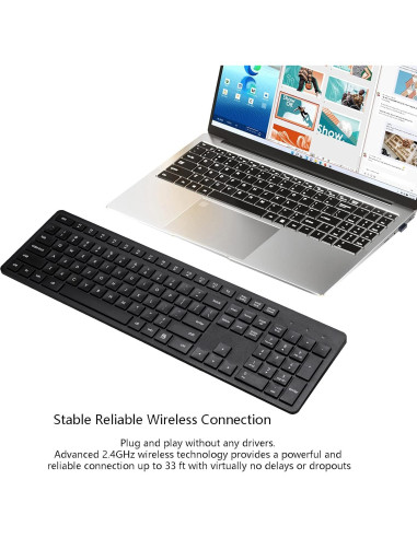 Teclado Inalámbrico Harburfine 106 Teclas USB Negro