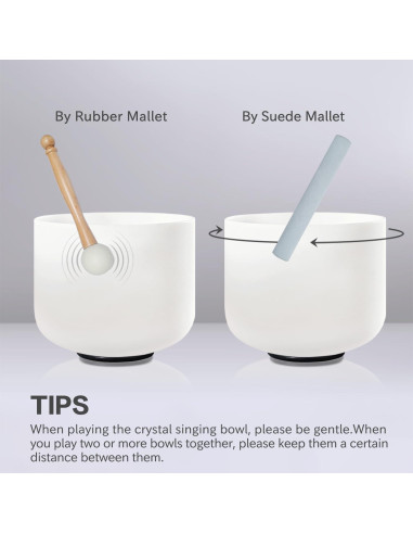 Juego de 7 Cuencos de Cuarzo Cristal 432HZ con Accesorios