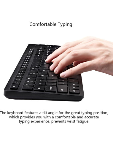 Teclado Inalámbrico Harburfine 106 Teclas USB Negro