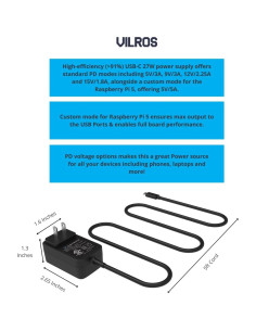 Fuente de Alimentación USB-C Vilros 27W para Raspberry Pi 5 2