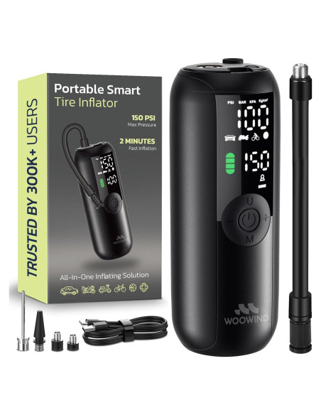 Compresor de Aire Portátil Woowind LP1, 150 PSI, Batería Recargable