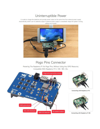 UPS HAT Waveshare para Raspberry Pi 5V 5A Alimentación