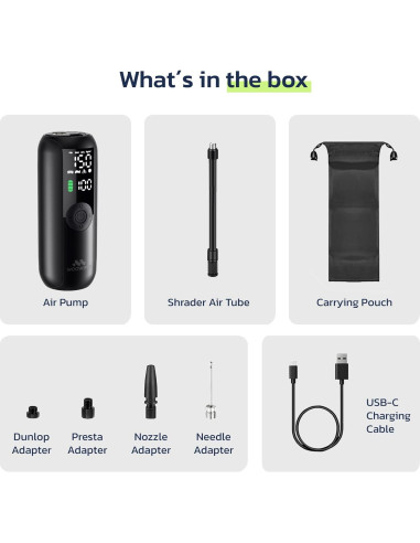 Compresor de Aire Portátil Woowind LP1, 150 PSI, Batería Recargable